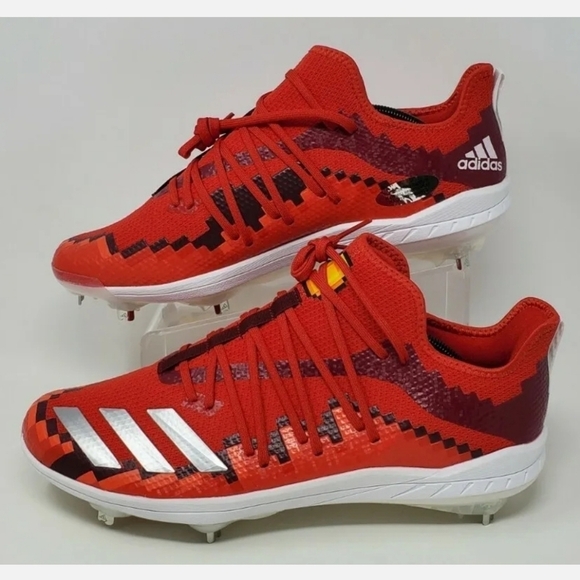 Adidas Red Icon V-8 Bit Baseball Cleats Men's Size 13 F34690 Minecraft New - Picture 2 of 12